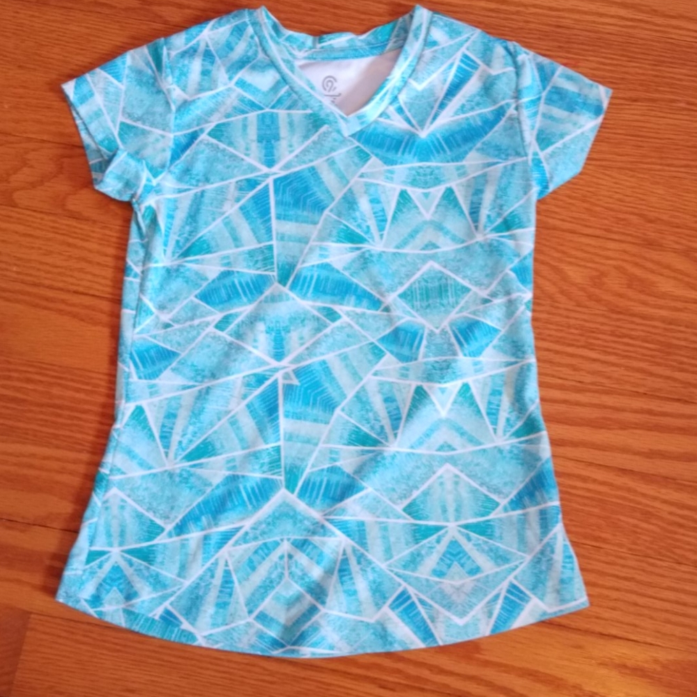 Girls blue shorts sleeve top size M
